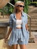 Women's Clothing Women's Casual Two Piece Set Spring Summer Loose Lapel Denim Shirt And Rolled Up Shorts For Formal & Casual For Women_ecoleips.com