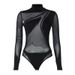 Hot-Selling Women's Fashion 2025 Autumn New Sexy Mesh Patchwork Sheer Slim-Fit Long-Sleeve Bodysuit Wholesale_ecoleips.com