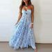 Sexy Strapless Hollow Out Bohemian Dress Women Elegant Sleeveless Backless Beach Dress Fashion Flower Print Draped Long Dresses_ecoleips.com