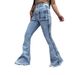 Women's Clothing Fashion High Waist Versatile Slim Fit Mopping Twist Elastic Denim Flared Pants_ecoleips.com