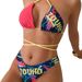 Fashion Sexy Two Piece Bikini Set Rock Letter Digital Print Swimsuit Multi Rope Strap Swimwear_ecoleips.com