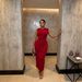 Women's Clothing Sleeveless Round Neck Pleated Bodycon Maxi Dress For Women Slim Fit Waist Cinching Elegant Solid Color Stylish Dress_ecoleips.com