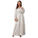 Modest Abaya Dress Elegant V-Neck Abaya Dress – Premium Embellished Muslim Long Sleeve Robe For Dubai & Middle East (White, XS-L)_ecoleips.com