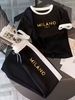 Women's Casual Summer Outfit Set – Comfortable Short Sleeve Top & Drawstring Pants With Minimalist Print (Black/White, S-XL, Breathable Loungewear)_ecoleips.com