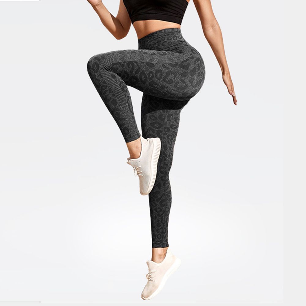 Women's Clothing New Seamless Yoga Fitness Suit Leopard Print Outer Wear High Waist Abdominal Slim Fit Peach Hip Sports Tights_ecoleips.com