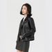 Women's Clothing Jacket Short Suit Collar Leather Jacket Faux Leather Jacket Slim Fit Short Biker Blazer With Notch Lapel For Casual & Office Wear_ecoleips.com