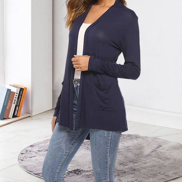 Women's Oversized V-Neck Modal Knit Cardigan Long Sleeve Duster Coat Lightweight Layering Essential for Work And Weekend in 8 Colors_ecoleips.com