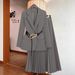 Slim-Fit Women's Suit Set With Sheer Mesh Skirt – Office To Evening Tailored Blazer & Flared Midi Skirt | Autumn Winter Business Chic Outfit_ecoleips.com