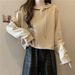 Real Shot Of Women's Autumn Winter Rolled Hem Long-sleeve Hooded Sweatshirt, Loose Short Style, For Independent_ecoleips.com