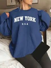 2026 Women's European And American Printed Crew Neck Sweater_ecoleips.com
