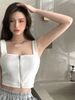 Sexy Ort Zipper Tank Top Women's Inner Wear Pure Color Csole Summer Trendy Commute Sle Slim Fit Single Piece_ecoleips.com