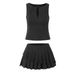 Spicy Girl Set For Women 2025 New Slim V-neck Sleeveless Tank Top + Anti-exposure Irregular Pleated Skirt_ecoleips.com