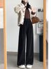 K Wide Leg Pants For Women With Thickened Velvet, New Straight Leg Suit Pants_ecoleips.com