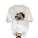 Women's Clothing Cotton T Shirt Short Sleeved Minimalist Design Print Round Neck Trendy Top_ecoleips.com