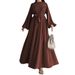 Women's Clothing Muslim Solid Color Temperament Long Belt Fashion Dress_ecoleips.com