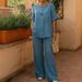 Women's Casual Cotton Linen Set Comfortable Loose Tops Wide Leg Pants European American Fashion_ecoleips.com