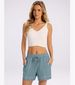 Women's Clothing Casual Shorts Elastic Waistband Drawstring Summer Style Topstitching Pockets_ecoleips.com