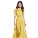 European American Style Yellow Floral Women, New Summer French Design, Flattering And Slimming Long Dress For Petite_ecoleips.com