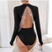 Sexy Long Sleeved Slim Bodysuit for Women European And American Style with Hot Design Hollowed out Back Tassel And Rhinestone Chain_ecoleips.com