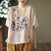 Ethnic-Style Printed Short-Sleeved Cotton-Linen Top A Versatile, Artistic, And Retro T-Shirt Perfect For Summer 2026._ecoleips.com