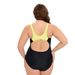 Women's Clothing New Color Matching Sports One Piece Large Size Swimsuit Backless Triangle Conservative Swimsuit_ecoleips.com