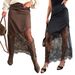 Women's Sexy Lace Panel Solid Color Bodycon Midi Skirt – Slimming Casual Office Gown For Fall Winter 2026_ecoleips.com