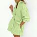 Women's Clothing temperament shirt jacquard striped puff sleeve shorts commuting design casual suit_ecoleips.com
