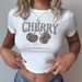 Women's Clothing Cherry Leopard Cherry Slim Short T Shirt Women's Fashion_ecoleips.com