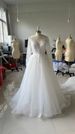 Women's Clothing Summer Long Tail Sexy Tulle One Shoulder Bubble Long Sleeve Wedding Dress_ecoleips.com