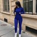 Women's High-Waisted Slim-Fit Jumpsuit - Streetwear Stretch Bodysuit , Trendy Solid Color One-Piece Pantsuit For Casual & Athletic Style_ecoleips.com