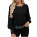 Women's Long-Sleeve Round Neck Knit T-Shirt – Minimalist & Versatile (Black/White/Bluish/Beige/Navy/Red/Pink, S-2XL)_ecoleips.com