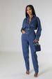 K Slim Fit Elastic Small Toe Denim Jumpsuit With Pockets_ecoleips.com