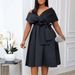 C8483 Cross-border Women's Clothing 2022 New V-neck Pleated Waist Tie Sexy Fashionable European And American Gown Dress_ecoleips.com
