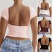 KaiKuo 2025 Spring/Summer Solid Color Round Neck Backless Short Sleeve Sexy Slim Fit Y2K Top T-Shirt_ecoleips.com
