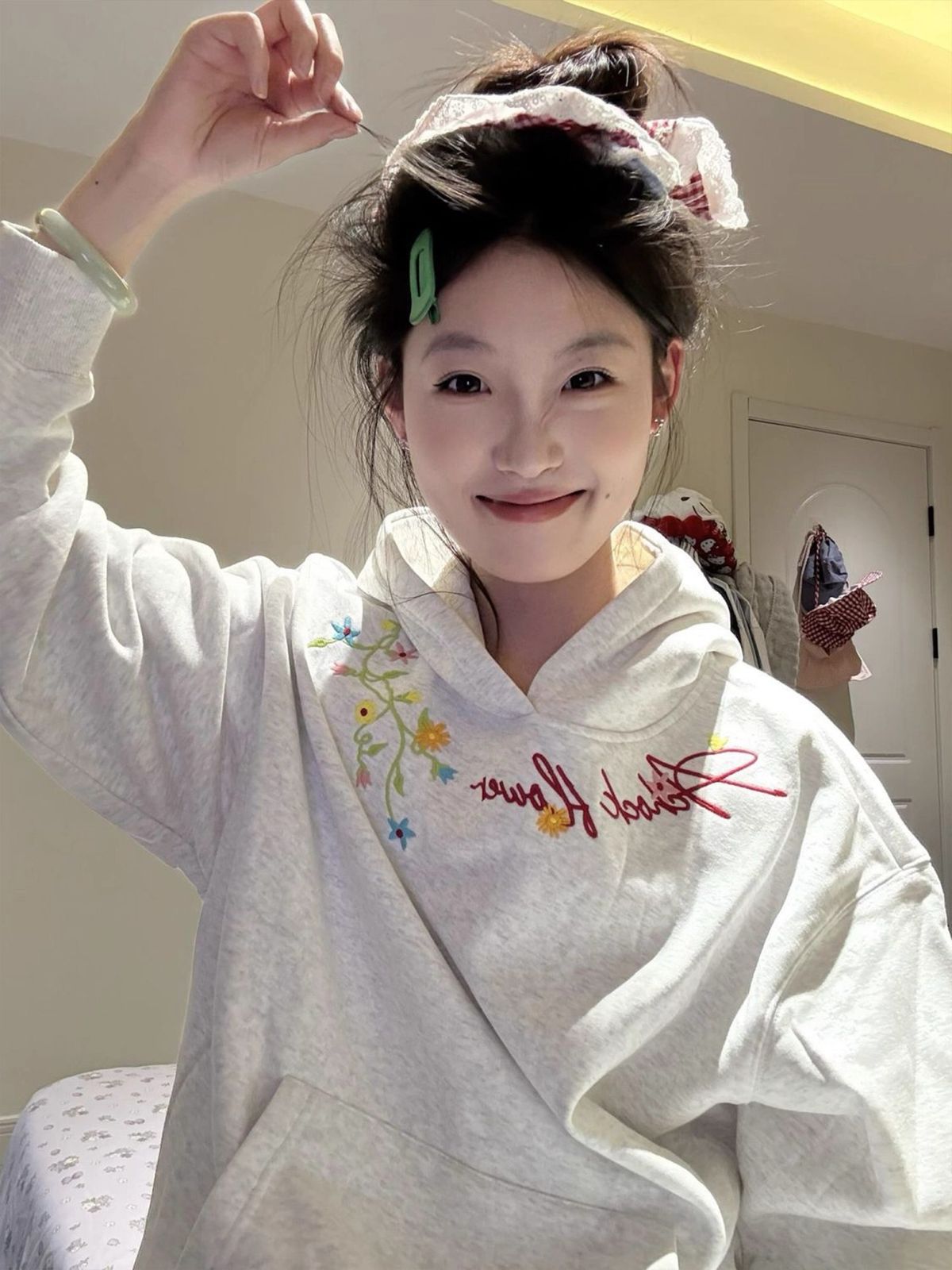 American High Street Retro Floral Embroidered Hooded Sweatshirt For Women, Autumn And Winter, Trendy Chinese Brand,_ecoleips.com