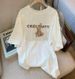 Women's White Short Sleeve T-Shirt Spring/Summer Loose Fit Mid-Length Base Layer Top plus Size Rabbit Print Simple Design_ecoleips.com