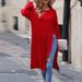 Women's Clothing Women's Loose Long Sleeved Slit Sweater Dress Style Autumn Winter Pullovers For Formal & Casual For Women_ecoleips.com