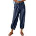High Waisted Buttoned Cotton Linen Pants For Women Loose Fitting Cropped Wide Leg Casual Versatile Style Design_ecoleips.com