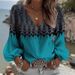 A Long-Sleeved V-Neck Shirt With Creative Striped Patterns For Women_ecoleips.com