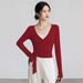 Yoga Top With Adjustable Straps, Slim-fit Workout Wear, Long-sleeved Dance Training Attire, Pilates Quick-dry Activewear_ecoleips.com