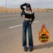 In-stock Wholesale Fleece-lined Thickened Stretch Straight-leg Pants, High-waisted Slimming Fashionable Versatile_ecoleips.com
