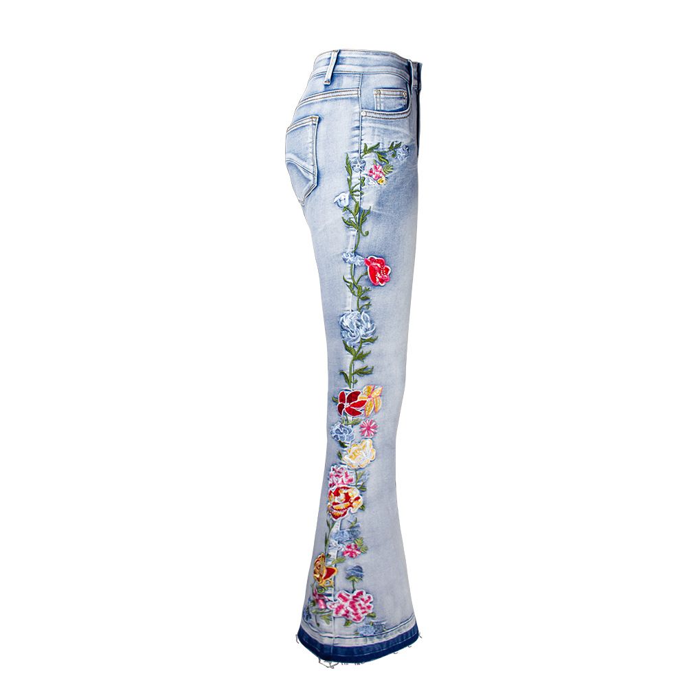 Women's Clothing Flare Jeans For Women 3d Embroidery Women's Jeans Trousers Bell Bottoms Plus Size_ecoleips.com