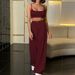 Foreign Trade Summer New Women's Fashion Suspender Vest Two-piece Set Sports Knitted Wide-leg Trousers Set_ecoleips.com