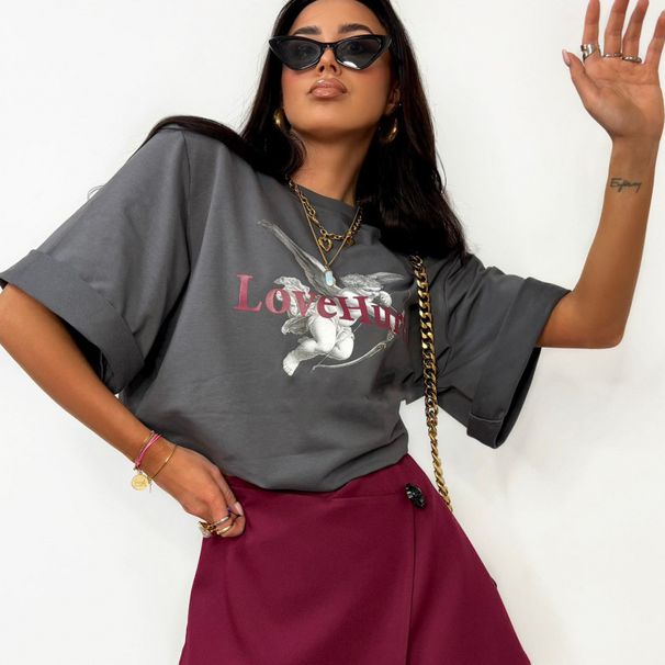 Street Style Vintage Angel Letter Print Design T-Shirt Casual Loose Versatile Trend Summer Top For Women_ecoleips.com