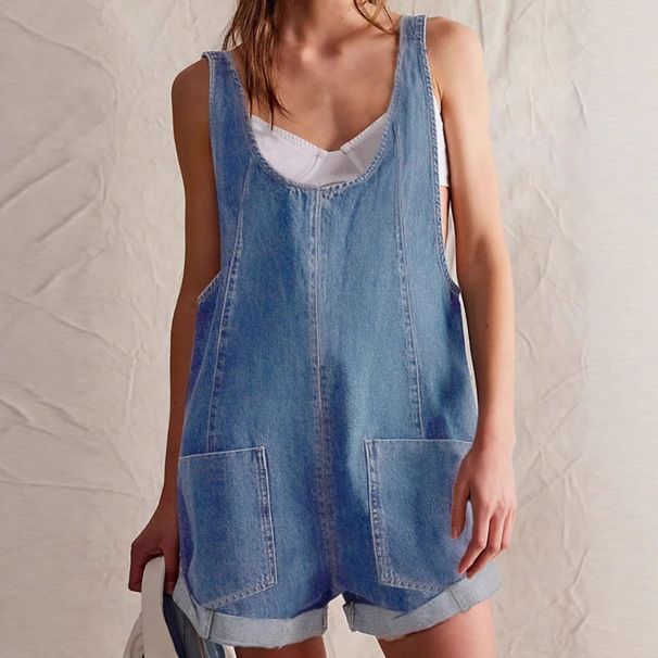 Women's Clothing Summer Loose Fit Denim Overalls Shorts For Women European And American Style_ecoleips.com