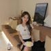 Women's Classic Sports Fitted Tee Cross Stretch Printed Short Sleeve T-Shirt Spring New Top_ecoleips.com
