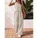 Aria Basics 2026 Cross-Border European American Linen Summer Casual Commuting Front-Button And Pants Set With V-Neck Vest_ecoleips.com