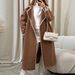 Elegant Embroidered Wool BAutumn Winter Fashion Outerwear Lend Coat For Women - Loose Fit Long Sleeve Trench Coat With Lace Detailing_ecoleips.com
