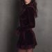Women's Long Sleeve V Neck Dress Velvet Lace A Line Retro Design_ecoleips.com