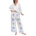 Suitable For All Seasons New Fashion Printed Linen Elastic Waist Pocket Wide-leg Casual Women's Pants_ecoleips.com